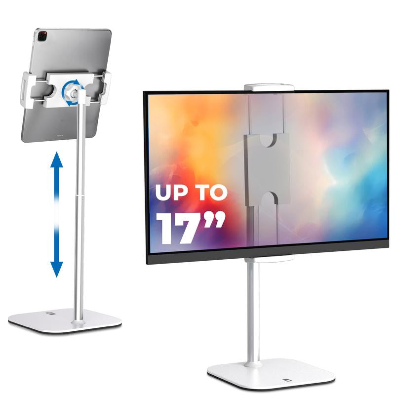 Cooper Cases Tabstand - Height Adjustable Ipad/Tablet/ Portable Monitor Holder, Fits up to 17" Devices, 360° Rotate & Tilt, 4.4Lb Holding Strength, Portable for Ipad Pro, Mini, Air