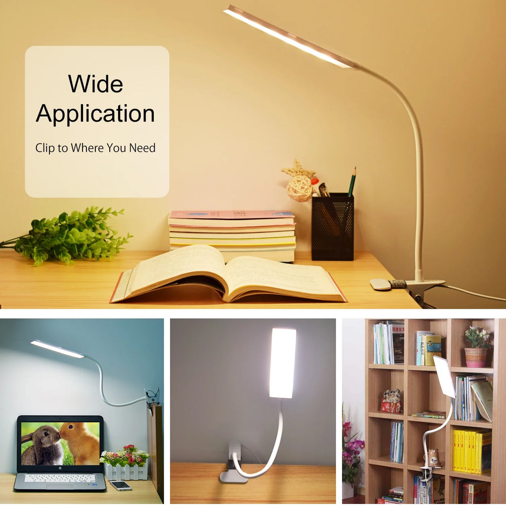 5W Adjustable Clamp Desk Lamp with Integrated USB Port