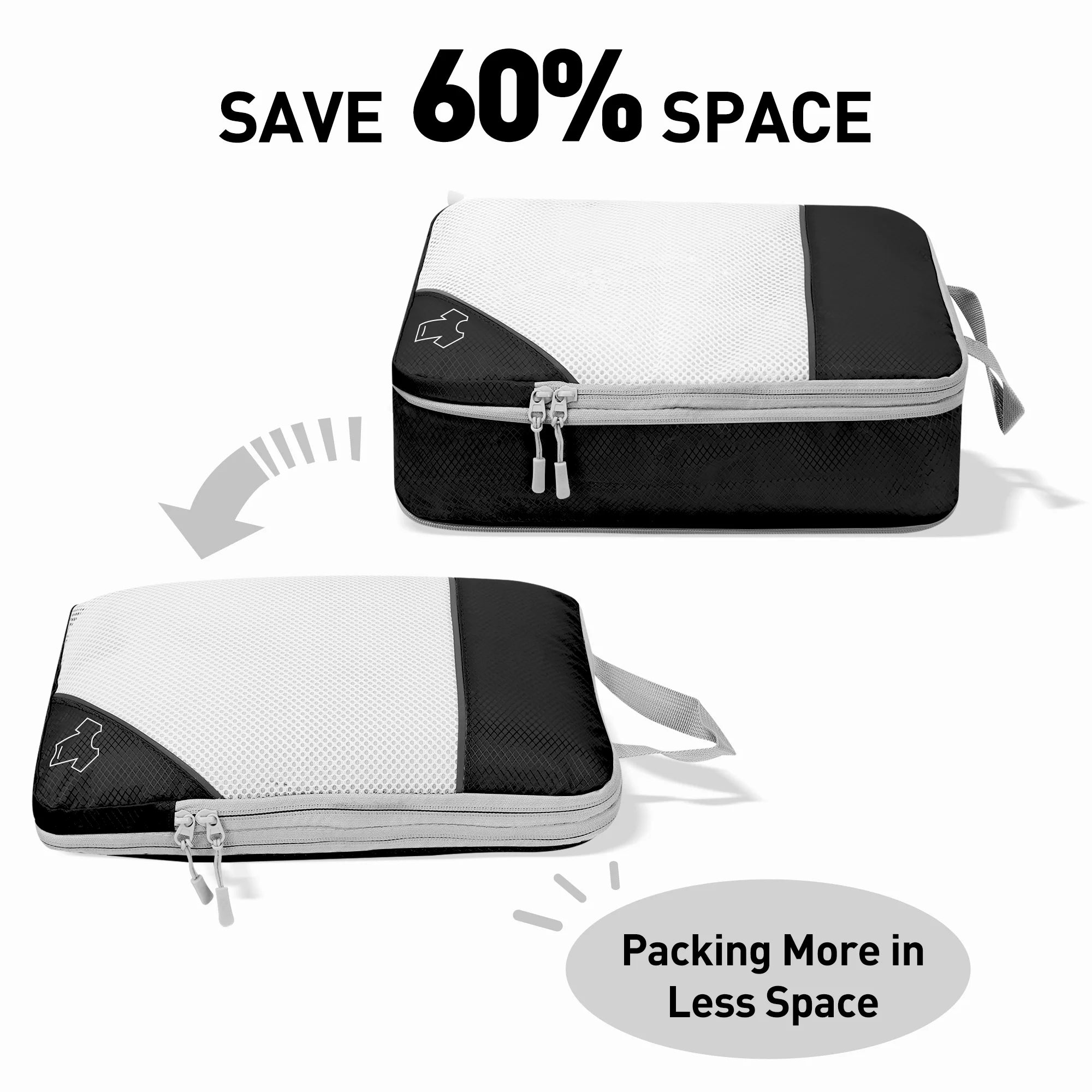 7 Set Compression Packing Cubes, Expandable Packing Organizers for Travel Accessories Luggage Suitcase Backpack, Black