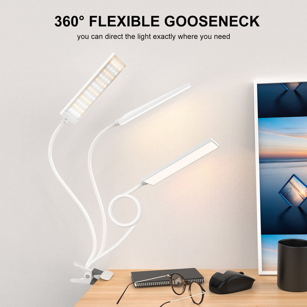 5W Adjustable Clamp Desk Lamp with Integrated USB Port